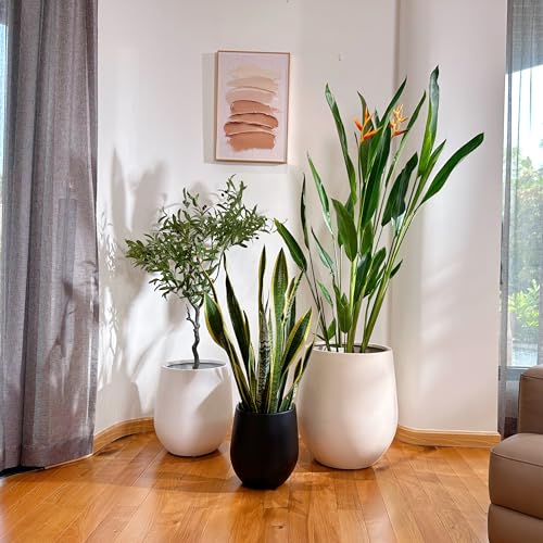 KUTENEST 19" Large Ribbed Corso Fiberstone Outdoor Planter