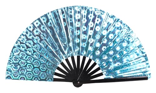 Large Folding Hand Fan for Line Dance (Light Blue)