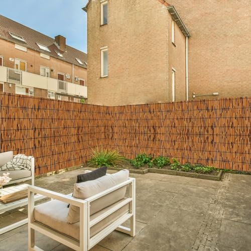 Bamboo Reed Fencing (4 x 16 FT (2 Pcs) / Light Russet)
