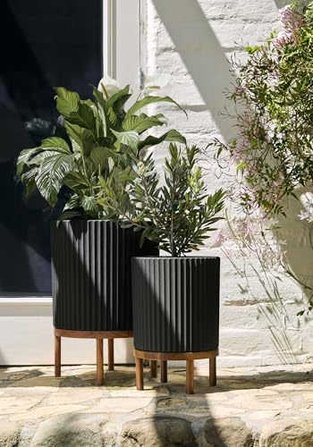 Demi Series Raised Duo Planters (Black/Brown / Bundle - 2 Pack)