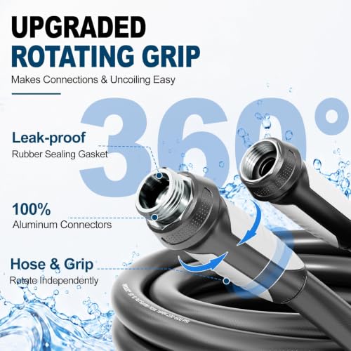 Garden Water Hose 75 ft x 5 (Black / 75 FT)