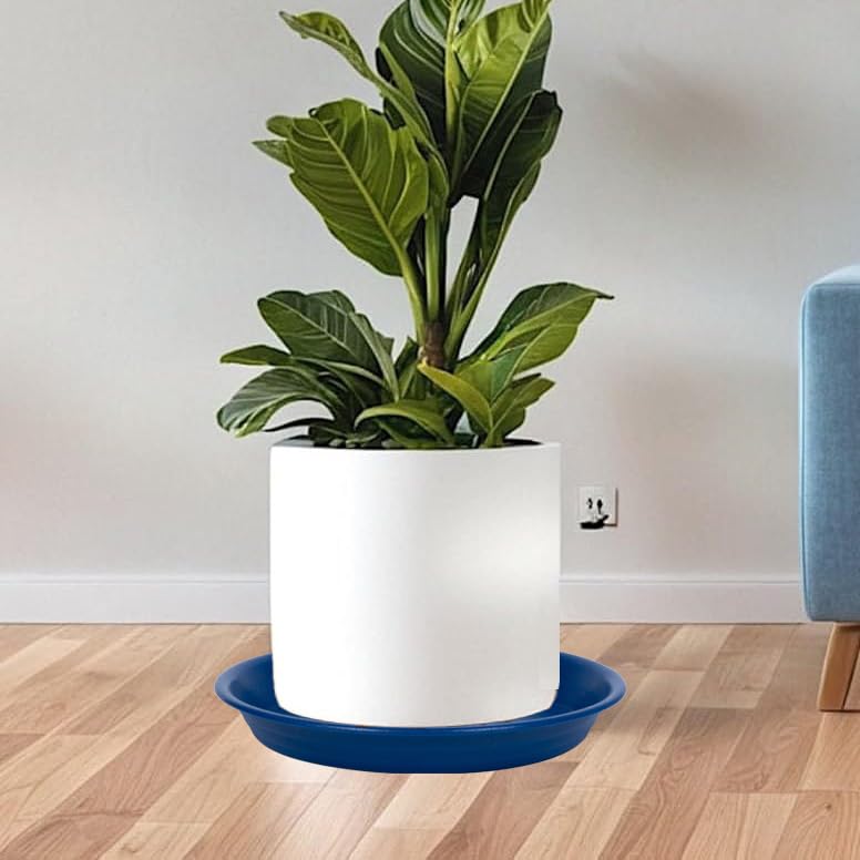 Plant Saucer Pot Tray 14 inch (14" - 4 Pack / Dark Blue)