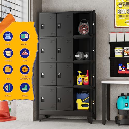 Metal Storage Lockers for Employees with Lock (Black / 12 door-71"-A)