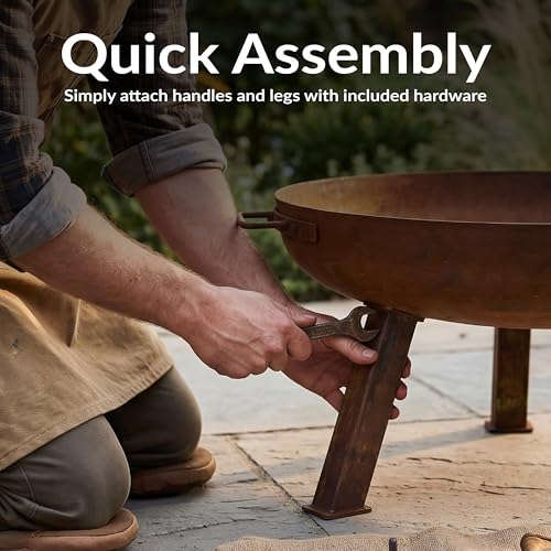 Sunnydaze Cast Iron Heavy Duty Small Fire Pit for Outside Wood Burning (Rust / 24 in)