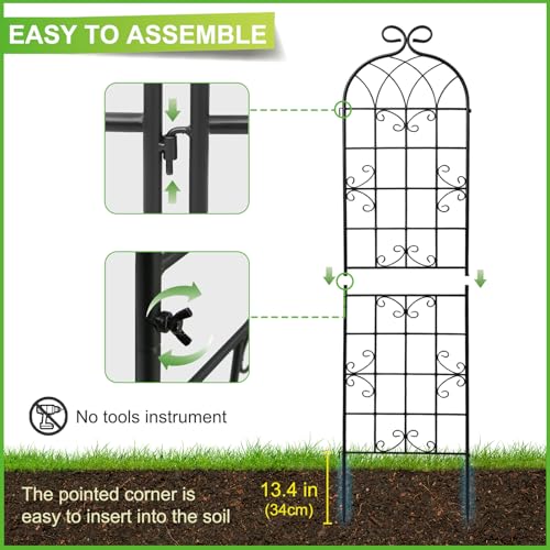2 Pack 86.7" H x 19.7" W Black Metal Garden Trellis for Climbing Plants Outdoor (2PCS-1)