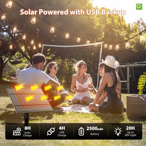 78FT(72+6) Solar String Lights Outdoor with USB Port Remote Control (72 Foot)