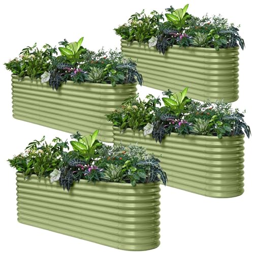 4Pcs 8x2x2.5 ft Galvanized Raised Garden Bed (Green / 8x2x2.5ft)