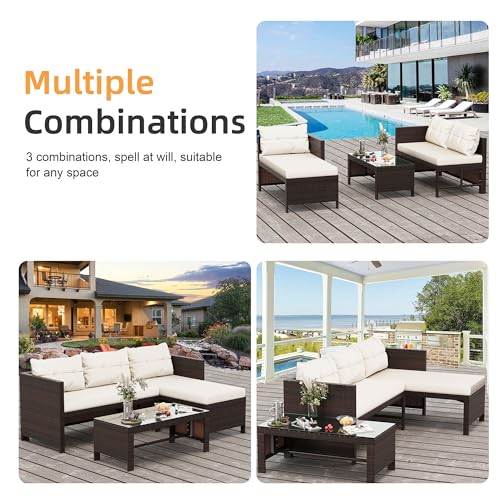 3 Pieces Outdoor Patio Furniture Set (Beige)