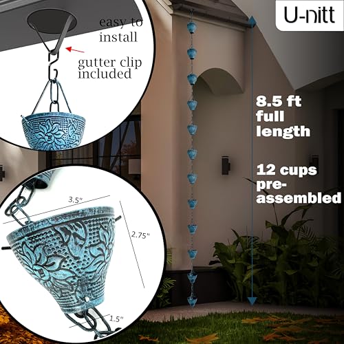 Rain Chain Water Collection for Gutters Rainwater Catcher & Diverter