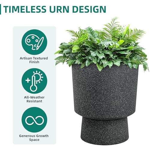 Autodaya 16.8" Urn (16.8"h-black Terrazzo)