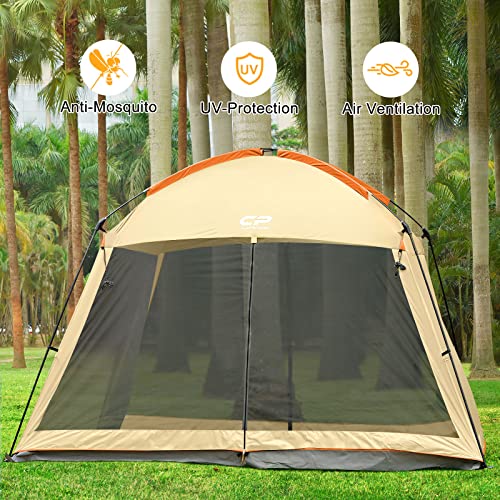 Screen House Tent 12 x 12 Ft Screened Mesh Net Wall Canopy (Beige-2 / 12'x12')