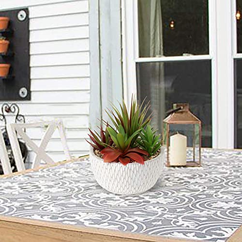Small Fake Plants Assorted Faux Succulents in Pots Realistic Succulents Plants Artificial with Cement Pots for Home Table Office Desk Bathroom Shelf Living Room Decor (Succulent #02)