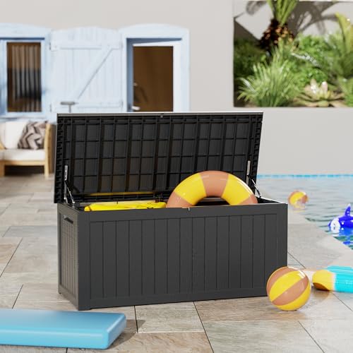 270 Gallon Outdoor Storage Box Patio Deck Box Waterproof (Black / 270 Gallon)