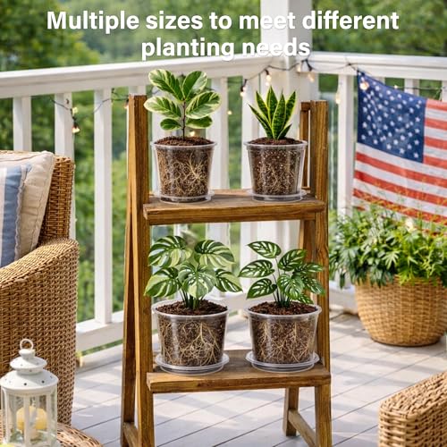 Clear Nursery Pots with Saucers (5/6/8/10 Inch-12Pcs)