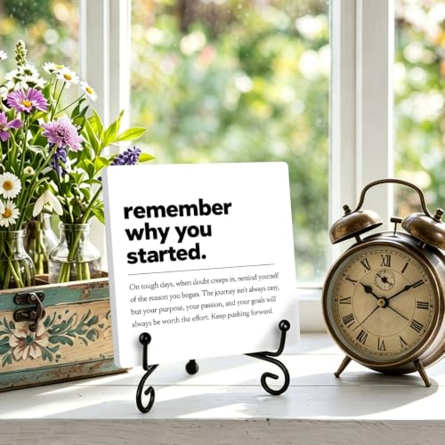 Motivational Quote for Home Office Book Shelf Table Decor 6.3x6.3 Inch 01 (Multicolor 1700 / Wooden sign with iron frame（6.3 x 6.3 inches）)