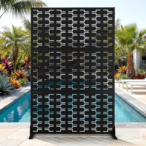 Metal Privacy Screen for Outdoor & Indoor (71"H×47"W / Black Brick)