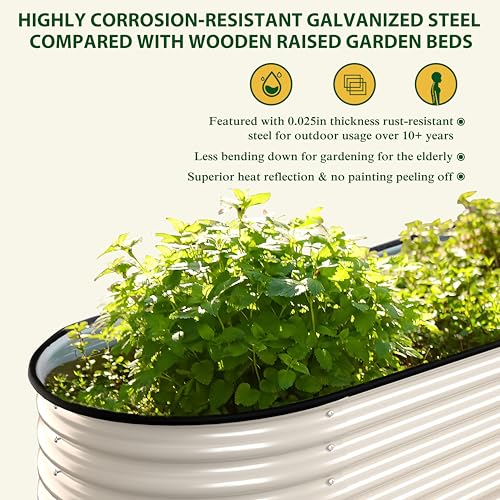 8x2x1.4ft Galvanized Raised Garden Bed (Ivory White / 8x2x1.4FT)