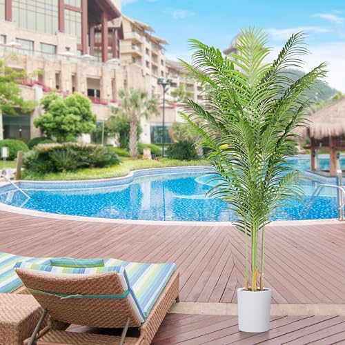 Artificial Palm Tree for Home Decor Indoor 6.6Ft Large Tall Fake Plants Faux Tropical Areca Palm Silk Floor Plant in Pot Living Room Office Garden Decoration Housewarming Gift (6.6 Feet)