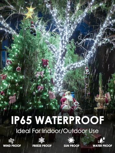 Solar Christmas Lights Outdoor 2 Pack 66FT 200 LED String Lights Cool White (Cool White / 2 pack)