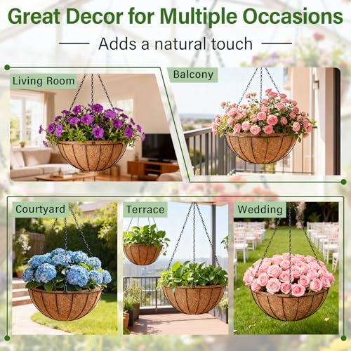 4 Pack 14 Inch Coconut Liners for Hanging Baskets Replacement (4 Count)