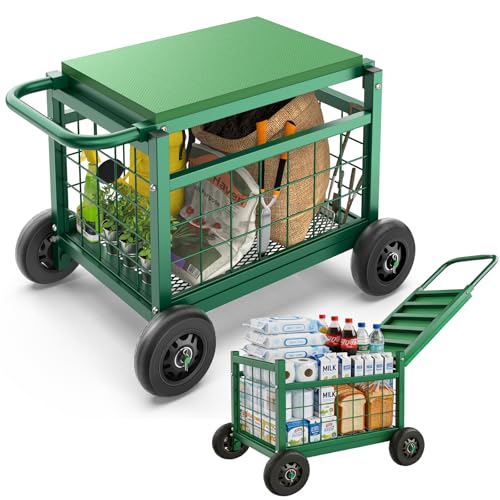Extra Large Garden Cart with Seat (Green / Extra Large)