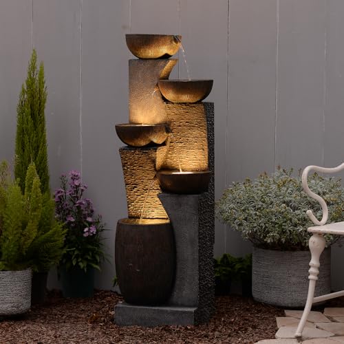 Patio Water Fountain Outdoor 51.6 Inch Tall 5 (Dark Gray-51.6''h)