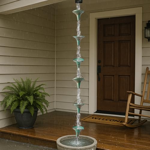 Patina Rain Chain for Gutters (Patina Funnel)