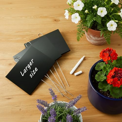 12 Pcs Large Plant Marker (6'' X 8'' with 13'' Stake / Black)