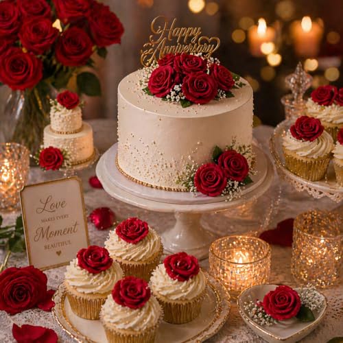 Edible Red Rose Toppers (Red)
