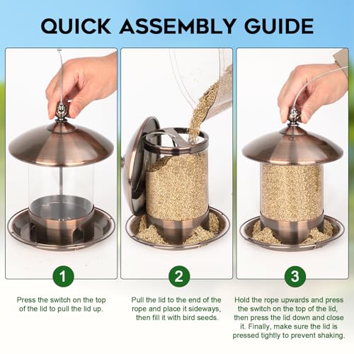 Metal Bird Feeders for Outdoors Hanging (Copper)