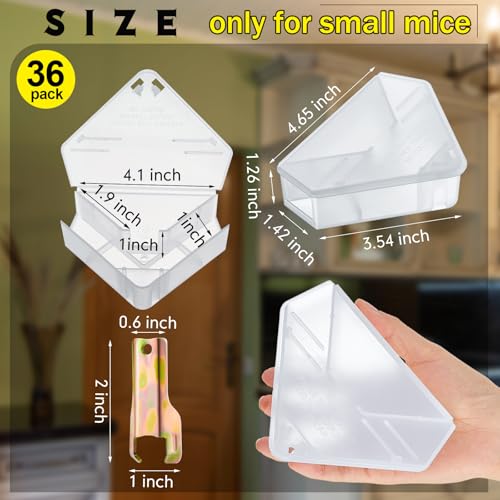 36 Pcs Triangle Mice Rat Bait Stations (Translucent / 5x3 in)