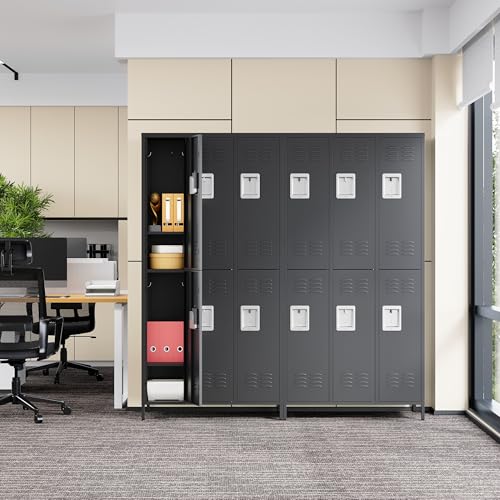 Metal Locker with 6 Doors (Black(4 Legs) / 6 Doors-Wide-71")