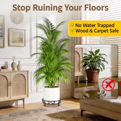 Plant Pot Stand Flower Holder for Outdoor Indoor Corner (Metal Black / 1 Tier)