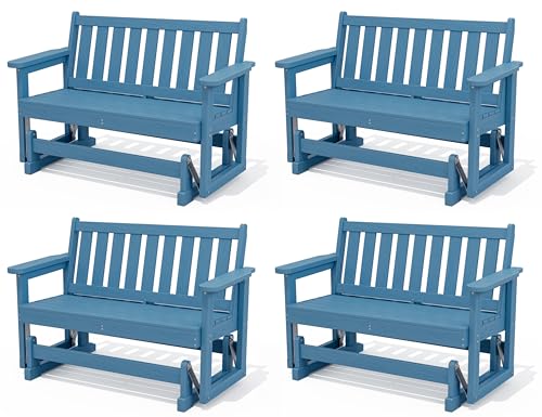 HDPE Outdoor Glider Bench Set of 4 (Navy Blue / 4 Pack)