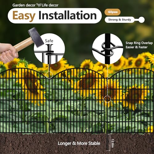 5 Panels Decorative Garden Fence 33in (33in(H) X 12ft(L))