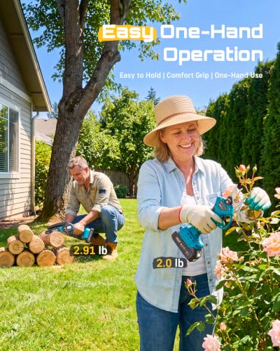 2-in-1 Mini Chainsaw & Pruning Shears, 20V Brushless Motor Combo (Industrial Blue)
