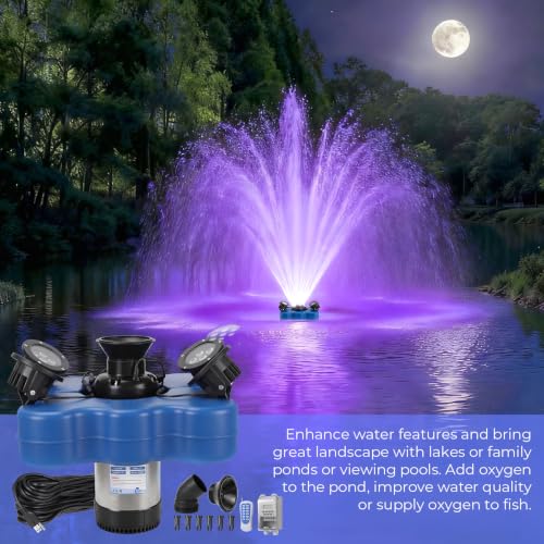 Pond Fountain Aerators with RGB 4 Lights (Blue C)