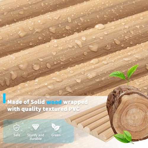 108 x 5.7 Inch Fluted Wood Wall Paneling for Home Decor (8Pcs-108 x 5.7 Inch / Beaded Oak)