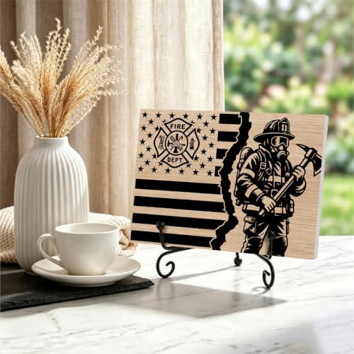 Firefighters Gift for Men Home Office Book Shelf Table Decor 5.5x7.9Inch 01 (Multicolor 1748 / Wooden sign with iron frame（5.5 x 7.9 inches）)