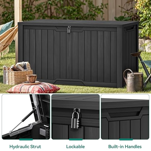 XXL 230 Gallon Large Outdoor Storage Deck Box for Patio Furniture (Black / 230 Gallon)