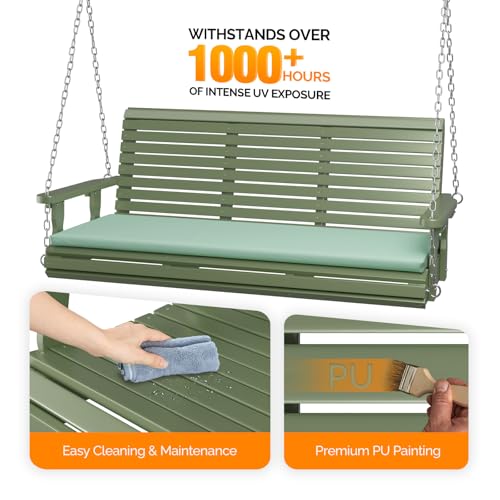 5 FT Heavy Duty Porch Swing with Cushion (Green / 5 FT)