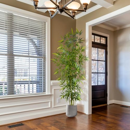 Artificial Bamboo Tree 8ft Green Fake Plant with White Planter (Bamboo / 8ft)