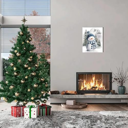 Let It Snow Snowman Wall Art Poster (16"L x 20"W / Snow blue)