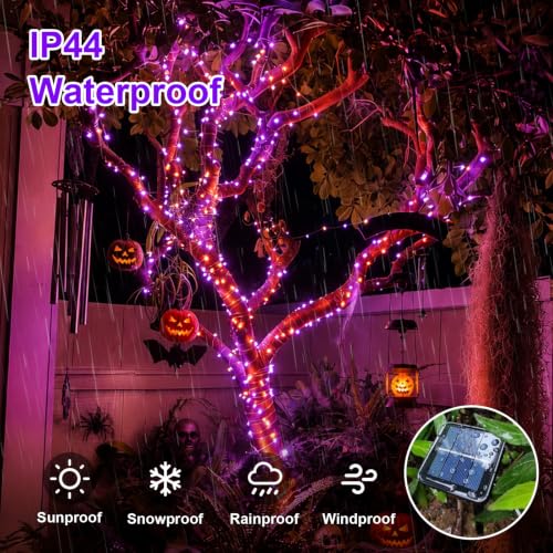 Solar Halloween Lights Outdoor Waterproof (Orange and Purple)