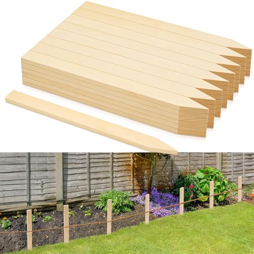 20 Pieces Wooden Garden Stakes 18 Inch Grade and Survey Stakes Wooden Garden and Sign Posts for Plant Support Silt Fence Yard Farm Survey Boundaries Baselines (20 Count)