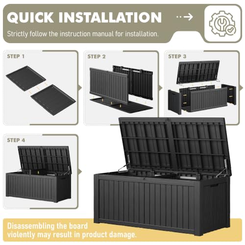 230 Gallon Outdoor Storage Box Waterproof Deck Box for Patio (Black / 230 Gallon)