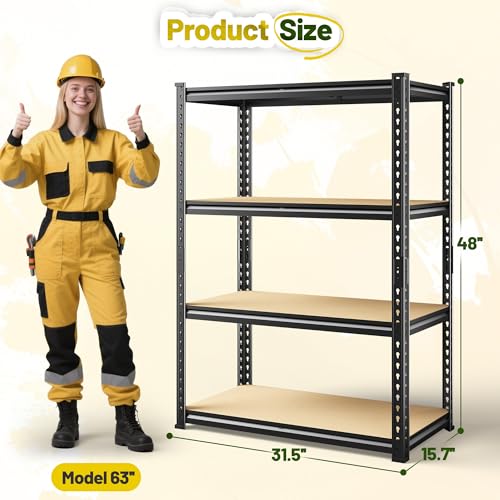 4 Tier Garage Shelving (15.7"D × 31.5"W × 48"H)