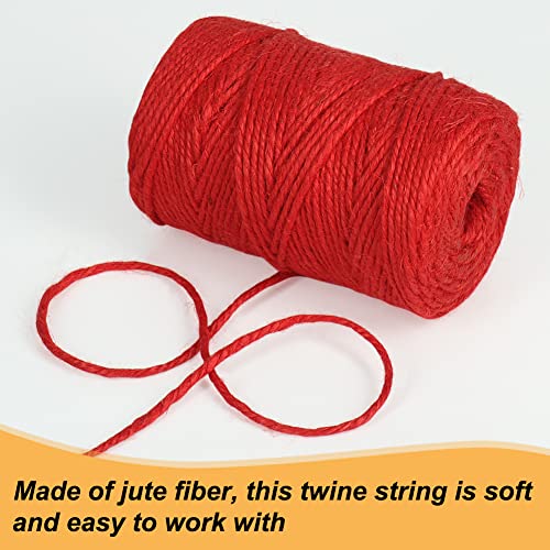 328ft 3mm Red Jute Twine Thick for Gift Wrapping (328 Foot)