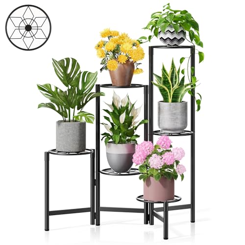 6 Tier Metal Plant Stands Outdoor Indoor (BlackDiamond / 6-tiers)