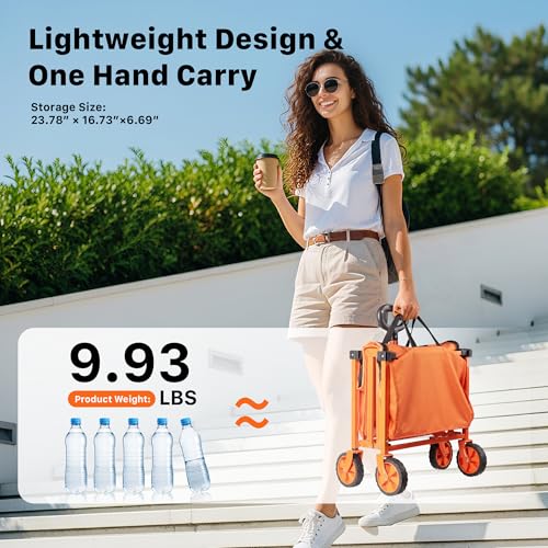 29.3" Collapsible Wagon Cart (Orange / 150L)